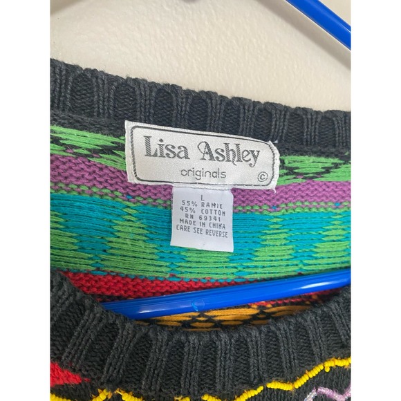 Vtg 80s 90s Lisa Ashley originals colorful beaded heavy sweater carducci - Picture 4 of 4